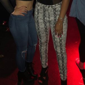 Snake skin skinny jeans
